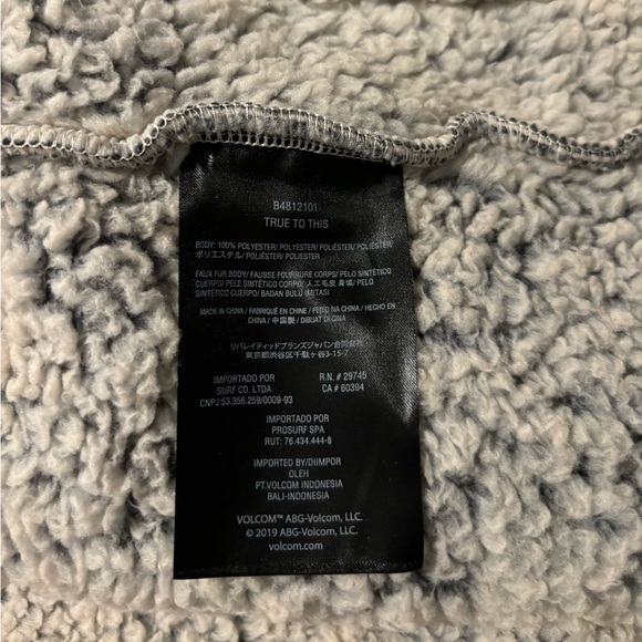 Volcom Sz XS Lived in Lounge Phuz Up Sherpa Zip Hooded Fleece Jacket - Picture 5 of 9